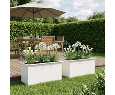 Sodo vazonas su LED 2 vnt. Balta 50 x 100 x 48 cm Plienas