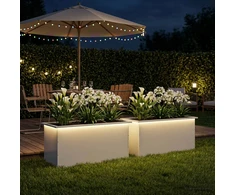 Sodo vazonas su LED 2 vnt. Balta 50 x 100 x 48 cm Plienas