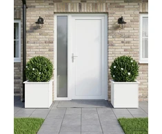 Sodo vazonas su LED 2 vnt. Balta 50 x 50 x 48 cm Plienas