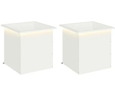 Sodo vazonas su LED 2 vnt. Balta 50 x 50 x 48 cm Plienas