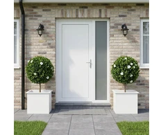 Sodo vazonas su LED 2 vnt. Balta 50 x 60 x 48 cm Plienas