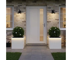 Sodo vazonas su LED 2 vnt. Balta 50 x 60 x 48 cm Plienas