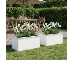 Sodo vazonas su LED 2 vnt. Balta 50 x 80 x 48 cm Plienas