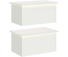 Sodo vazonas su LED 2 vnt. Balta 50 x 80 x 48 cm Plienas