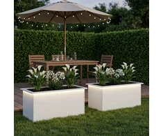 Sodo vazonas su LED 2 vnt. Balta 50 x 80 x 48 cm Plienas