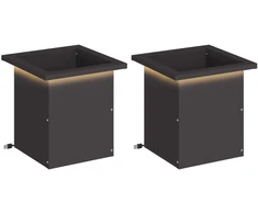 Sodo vazonas su LED 2 vnt. Juoda 30 x 30 x 30 cm Plienas