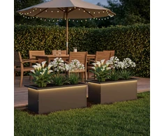 Sodo vazonas su LED 2 vnt. Juoda 30 x 60 x 30 cm Plienas