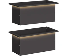 Sodo vazonas su LED 2 vnt. Juoda 30 x 60 x 30 cm Plienas