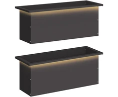 Sodo vazonas su LED 2 vnt. Juoda 30 x 80 x 30 cm Plienas