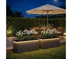 Sodo vazonas su LED 2 vnt. Juoda 40 x 100 x 40 cm Plienas