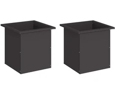 Sodo vazonas su LED 2 vnt. Juoda 40 x 40 x 40 cm Plienas
