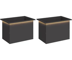 Sodo vazonas su LED 2 vnt. Juoda 40 x 60 x 40 cm Plienas