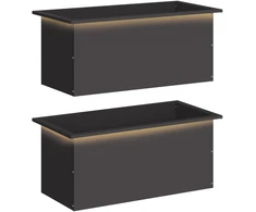 Sodo vazonas su LED 2 vnt. Juoda 40 x 80 x 40 cm Plienas