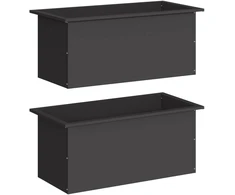 Sodo vazonas su LED 2 vnt. Juoda 40 x 80 x 40 cm Plienas
