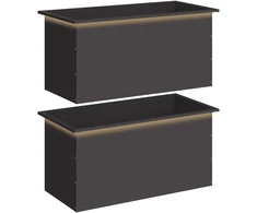 Sodo vazonas su LED 2 vnt. Juoda 50 x 100 x 48 cm Plienas