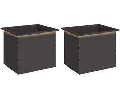 Sodo vazonas su LED 2 vnt. Juoda 50 x 60 x 48 cm Plienas