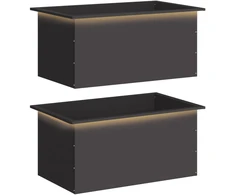 Sodo vazonas su LED 2 vnt. Juoda 50 x 80 x 48 cm Plienas