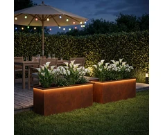 Sodo vazonas su LED 2 vnt. Rūdijanti 40 x 100 x 40 cm