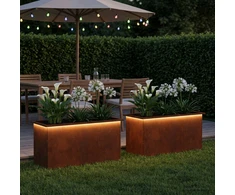 Sodo vazonas su LED 2 vnt. Rūdijanti 50 x 100 x 48 cm
