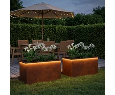 Sodo vazonas su LED 2 vnt. Rūdijanti 50 x 80 x 48 cm