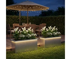Sodo vazonas su LED 2 vnt. Sidabrinė 30 x 80 x 30 cm