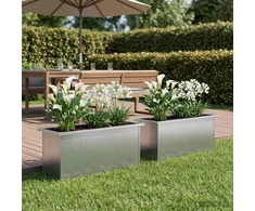 Sodo vazonas su LED 2 vnt. Sidabrinė 30 x 100 x 30 cm