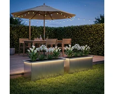 Sodo vazonas su LED 2 vnt. Sidabrinė 40 x 80 x 40 cm