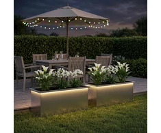 Sodo vazonas su LED 2 vnt. Sidabrinė 40 x 100 x 40 cm