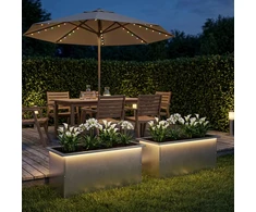 Sodo vazonas su LED 2 vnt. Sidabrinė 40 x 80 x 40 cm