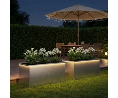 Sodo vazonas su LED 2 vnt. Sidabrinė 50 x 80 x 48 cm