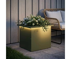 Sodo vazonas su LED Alyvuogių žalia 30 x 40 x 30 cm Plienas