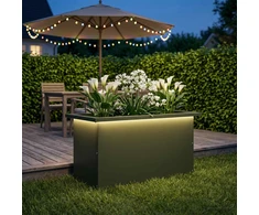 Sodo vazonas su LED Alyvuogių žalia 30 x 60 x 30 cm Plienas