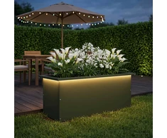 Sodo vazonas su LED Alyvuogių žalia 30 x 80 x 30 cm Plienas