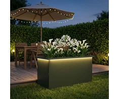 Sodo vazonas su LED Alyvuogių žalia 40 x 80 x 40 cm Plienas