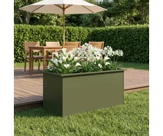 Sodo vazonas su LED Alyvuogių žalia 50 x 100 x 48 cm Plienas