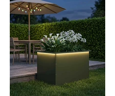 Sodo vazonas su LED Alyvuogių žalia 50 x 80 x 48 cm Plienas