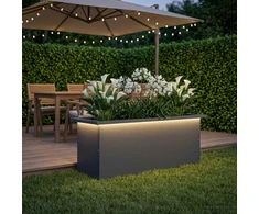 Sodo vazonas su LED Antracitas 30 x 80 x 30 cm Plienas