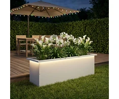 Sodo vazonas su LED Balta 30 x 100 x 30 cm Plienas