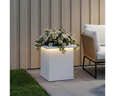 Sodo vazonas su LED Balta 30 x 30 x 30 cm Plienas