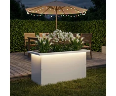 Sodo vazonas su LED Balta 30 x 60 x 30 cm Plienas