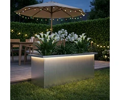 Sodo vazonas su LED Balta 30 x 80 x 30 cm Plienas