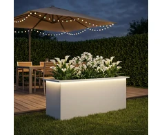 Sodo vazonas su LED Balta 40 x 100 x 40 cm Plienas
