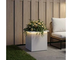 Sodo vazonas su LED Balta 40 x 40 x 40 cm Plienas