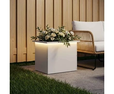 Sodo vazonas su LED Balta 40 x 60 x 40 cm Plienas