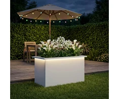 Sodo vazonas su LED Balta 40 x 80 x 40 cm Plienas