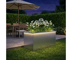 Sodo vazonas su LED Balta 50 x 100 x 48 cm Plienas