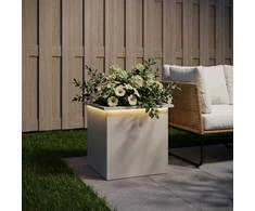 Sodo vazonas su LED Balta 50 x 50 x 48 cm Plienas