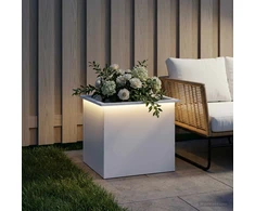 Sodo vazonas su LED Balta 50 x 60 x 48 cm Plienas