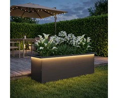 Sodo vazonas su LED Juoda 30 x 100 x 30 cm Plienas