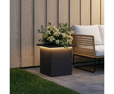Sodo vazonas su LED Juoda 30 x 30 x 30 cm Plienas